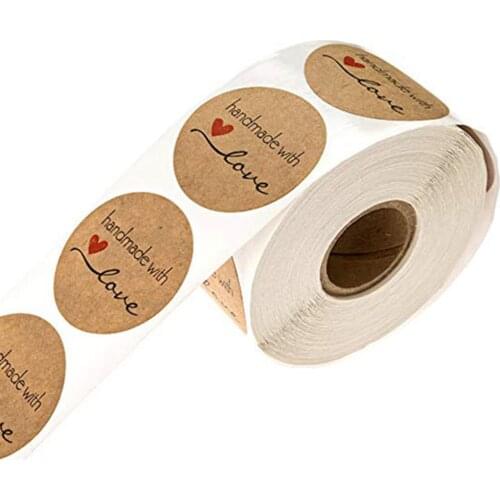 500pcs Round Stickers Black Font Handmade Adhesive Labels DIY Gift For Food Packaging PR Sale