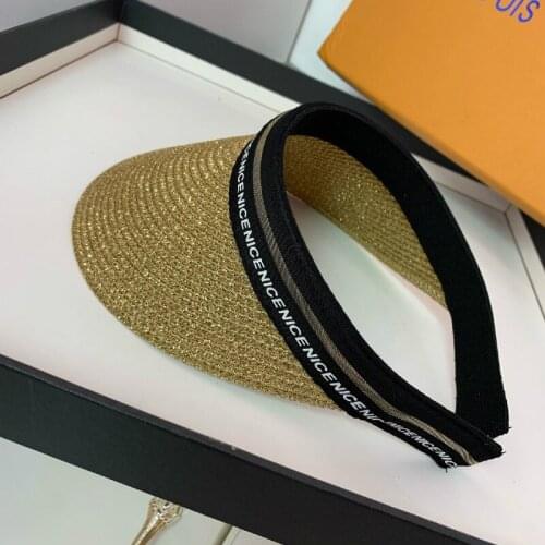 Summer Travel Sun Hat Sports and Leisure All-match Letter Bright Silk Empty Top Cap Korean Style Woman Sunshade Hat Beach Hat