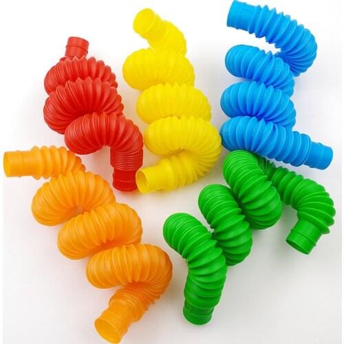 Mini Pop Tubes Sensory Toy for Adult Fidget Stress Relieve Toys Kid Autism Anti Stress Plastic Bellows Children Squeeze Toy
