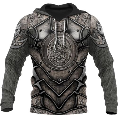 Fashion Mens Hoodies Wolf Viking Pattern 3D Printed Sweatshirt Harajuku Streetwear Unisex Casual Jackets Q006