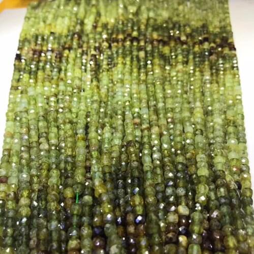 Natural Tsavorite cube beads green garnet stone for needlework DIY faceted square seed loose perle for jewelry making bracelet