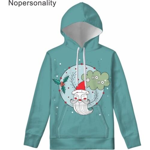 Nopersonality Christmas Sweatshirts for Women Ladies Cartoon Santa Claus Printed Lady Hoodie Sweatshirt Comfort Hooded Fashion