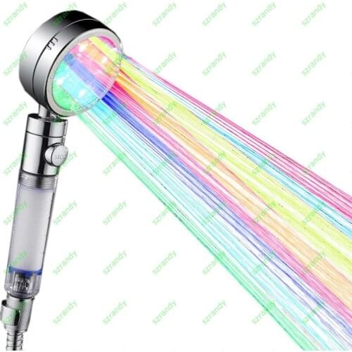 Newly Colorful Handheld 7Color LED Romantic Light Water Bath Home Bathroom Shower Head Glow 8008-B32