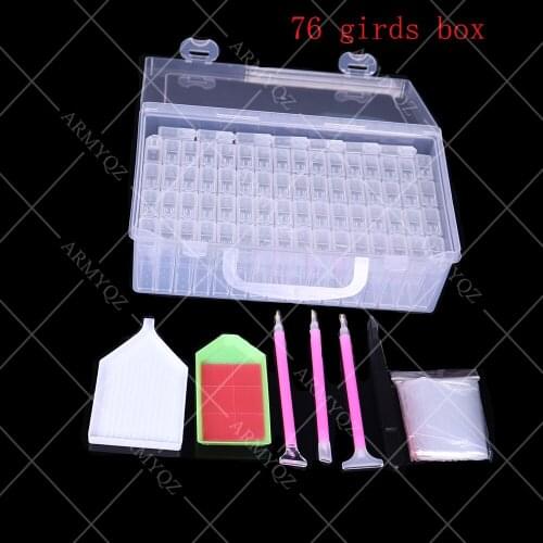 2020 New 76 grid diamond painting accessories tools bead jewelry Diamond embroidery DIY beaded plastic transparent storage box