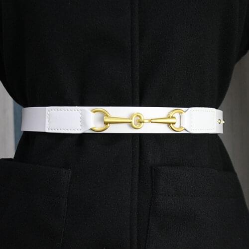 Fall 2020 fashion simple and versatile horse buckle decoration leather belt for women with skirt jeans leather belt leather belt