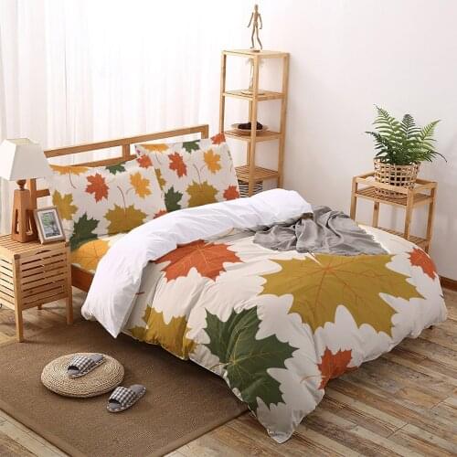 Autumn Deciduous Sycamore Leaf Duvet Cover Set Home Textile Bedclothes Comforter Bedding Set Luxury bedroom set sheet