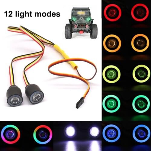 RCTOYFUN 19mm Angel Eyes RGB Color Headlight Appearance Accessories For 1/10 Axial SCX10 SCX10II SCX10III D90 RC Tracked Vehicle