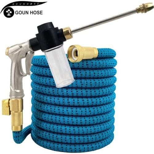 New Garden Watering Hose Pure Copper 3/4 Joint Retractable Hose High Pressure Car Wash Hose Foam Water Gun For Garden Irrigation