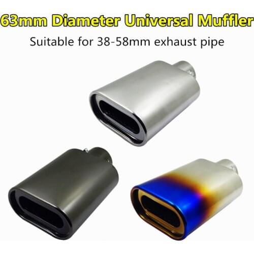3 Colors 63mm Diameter Universal Muffler Car Exhaust Tip Pipe For Suzuki BYD Elysee Stainless Steel Decoration Auto Accessories