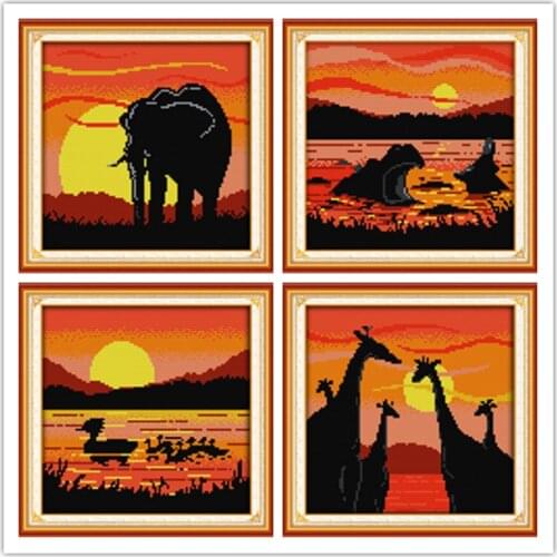 Everlasting Love The Sunset Chinese Cross Stitch Kits Ecological Cotton Clear Stamped Printed 14CT DIY Gift Christmas Decoration