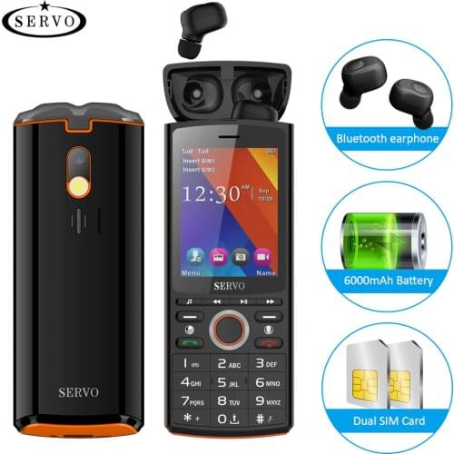 SERVO R25 Bluetooth Music 6000mAh Power Bank Mobile Phone 2.8 inch 64M+64M SC6531CA Phone Music Speaker Multifunction Cellphone