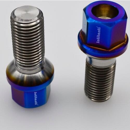 High performance light weight burnt blue color ball seat Gr.5 titanium lug bolts M14*1.5*28mm