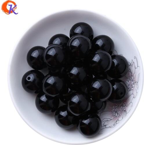 S6 Cordial Design 20MM 100pcs Black Color Chunky Gumball Bubblegum Acrylic Solid Beads Colorful Chunky Beads For Jewelry
