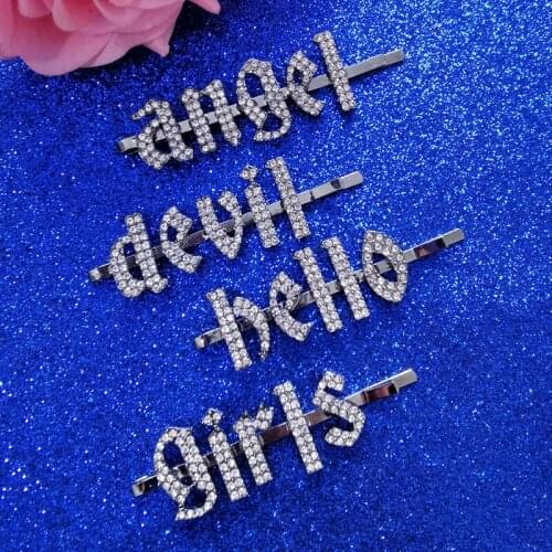 Lowercase Letters Hair Clips Crystal Words Hair Pins for Lady Hair Jewelry