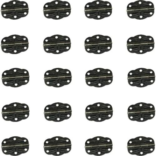 20Pieces Retro Printing Door Butt Hinges Heavy Duty Fixed Pin Polished Bronze
