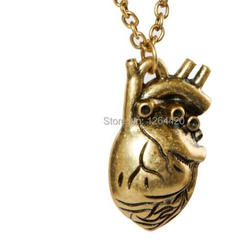2014 New Arrival Anatomy Of Hollow Heart Pendant Necklace Anatomical Heart Pendant Wholesale 24pcs/lot