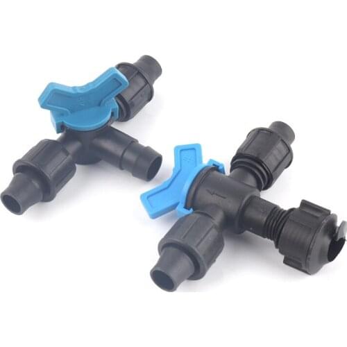 3pcs 16mm Drip Tape By-pass Valve Micro Irrigation Hose Pipe Connectors Hard Pipe 3-Way Bypass Valve With Washer Water Splitters