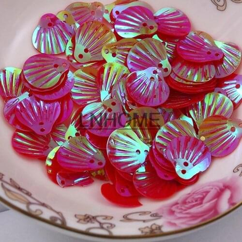 450pcs 13mm Large Shell Sequins Loose PVC Sequins for Crafts Children Sewing DIY Dance Dress Clothing Accessories Red AB