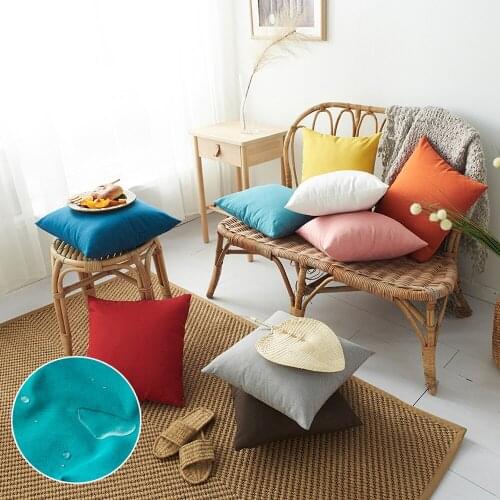 45x45cm Solid Watertight Pillowcase Simple Pure Color Dyed Polyester Cushion Cover Waterproof Decorative Pillows For Sofa