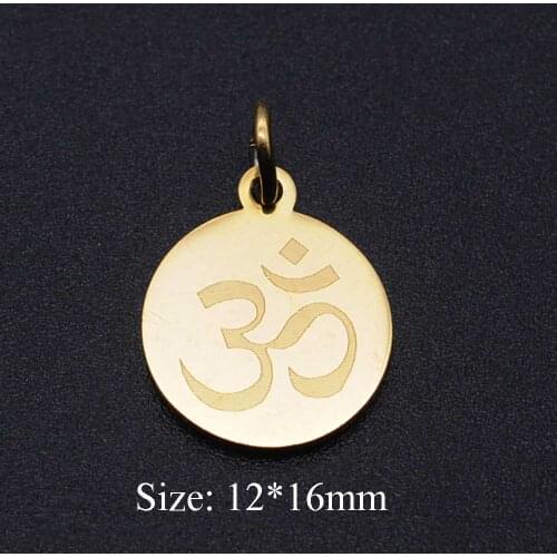 5pcs/lot Yoga OM Symbol 316L Stainless Steel DIY Pendant Charms Wholesale For Jewelry Making Factory Price
