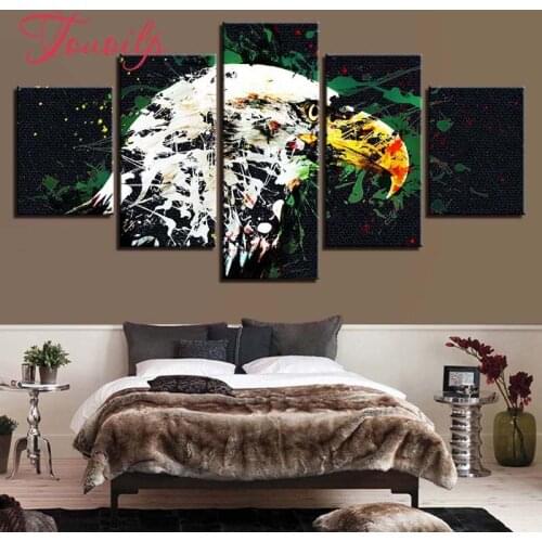 5D DIY Full Square&round eagle Bald Eagle 5pcs 5d Diamond Painting Combination diamond Embroidery Mosaic Home Decor painting