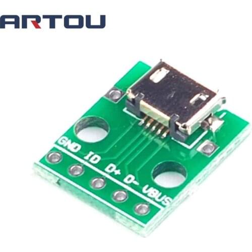 5PCS Micro USB to DIP Adapter Connector Module Board Panel Female 5-Pin Pinboard 2.54mm Micro USB PCB