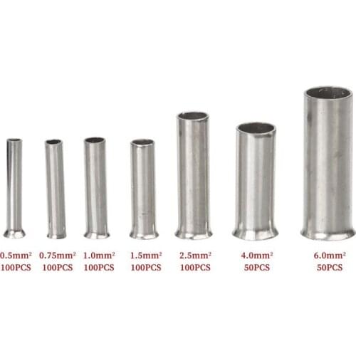 600Pcs 0.5-6.0mm2 Uninsulated Copper Terminal Bootlace Ferrules Cord End Electrical Cable Crimp Terminals