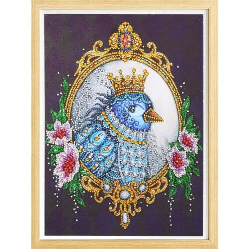 DIY5D cartoon animal bird owl full round diamond special-shaped diamond gem with gold diamond handmade cross stitch crystal diam