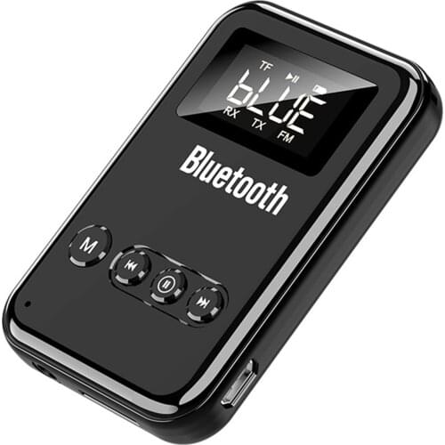 Bluetooth 5.0 Adapter Transmitter Receiver FM Wireless 300mAh Rechargeable