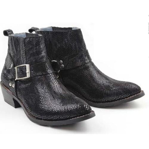 Limited Edition Handmade Boots Men Pointed Toe Black Western Cowboy Boots Cowhide Genuine Leather Riding/Knight Ankle Boots Men