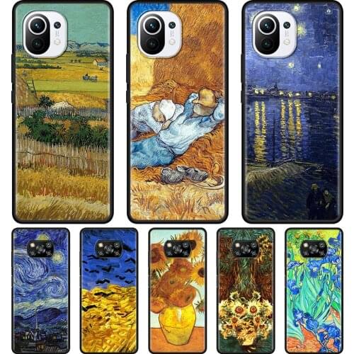 TPU Cover For Mi 10T 9T 11X 11 Pro Ultra 10S 10 9 Lite 9 SE Bumper Black Soft Fundas Silicone Hot Sale van gogh starry night