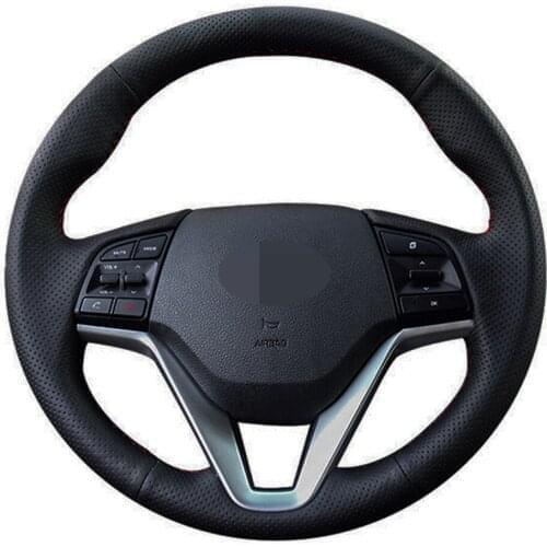 Car Steering Wheel Cover Hand-stitched Black Artificial Leather For Hyundai Tucson 3 2015 2016 2017 2018 2019