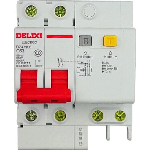 Delixi cdb6ile 2 p 400 v 10a 16a 20a 25a 32a 63a corrente residual mini disjuntor sobrecarga curto proteção contra escapamento m