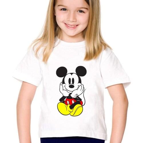 Children Cartoon Mickey Mouse Boys Girls Tops Tees Cartoon Funny Disney T-Shirts Kids Summer Casual Clothes for Toddler