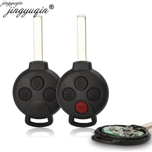 Jingyuqin Remote Car Key 433Mhz ID46 For Mercedes Benz For Smart fortwo 451 2007-2013 3/4 Buttons Smart Fob Control