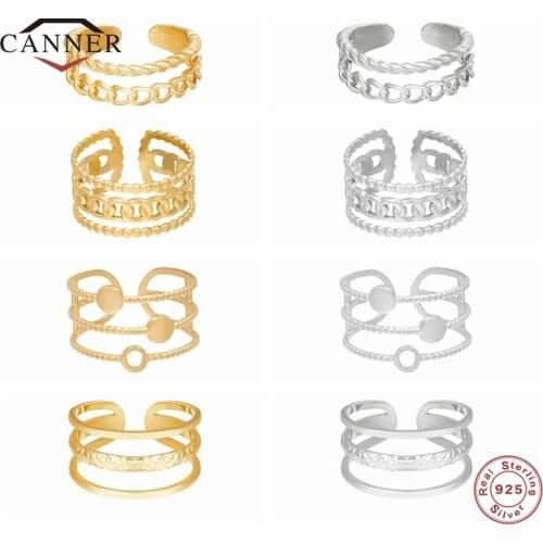 CANNER 2021 Retro Luxury 925 Sterling Silver Finger Opening Ring for Women Adjustable Wedding Engagement Rings Jewelry anillos