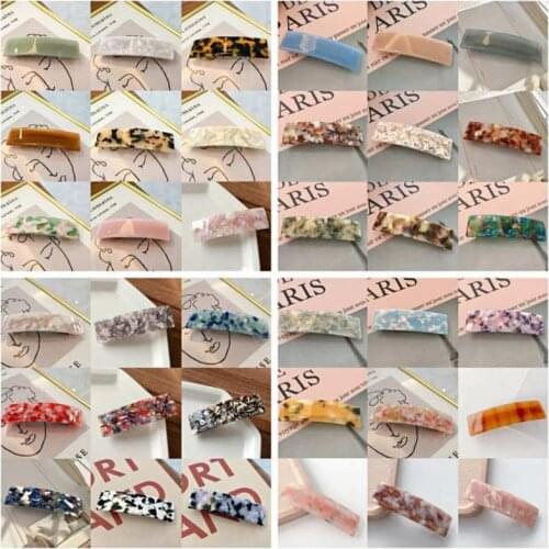 Korean Fashion Acetate Resin Rectangle Hairpins Clips Marble Print Side Clips Barrettes for Girls Hairpin Women Hair Accessories