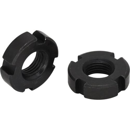 M10 M12 M10*1 M10x1 M12*1.25 M12x1.25 Black Carbon Steel GB812 DIN1804 Lock Retaining Four Slotted Round Nut For Hook Spanner