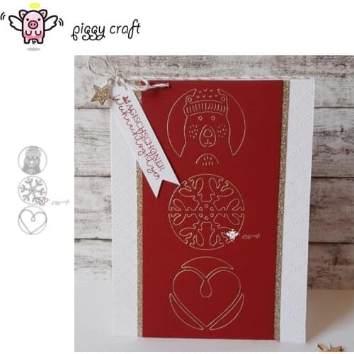 Piggy Craft metal cutting dies cut die mold Snow Bear Heart Circle Scrapbook paper craft knife mould blade punch stencils dies