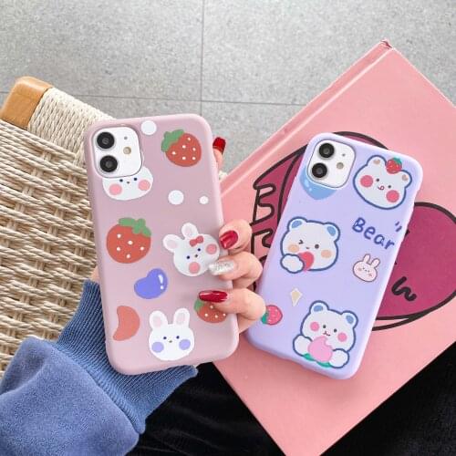 Cute Cartoon Bear Phone Cases for iPhone 11 12 Pro Max 7 8 6 6s Plus X XR XS Max Se 2020 Shockproof Soft Tpu Phone Cover Case