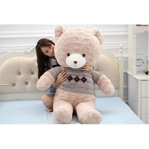 Stuffed toy large 120cm teddy bear plush toy gray sweater bear creative soft doll hug pillow Christmas gift b1290