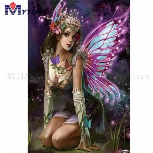 Diamond Painting Kit,Beautiful,Enchanting Warrior Fairy,Purple,Full Drill Diamond Embroidery Cross Stitch Mosaic Home Decor Gift