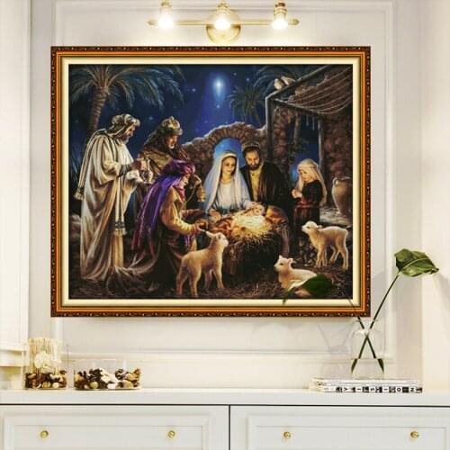 The birth of Jesus Counted Cross Stitch Printed 11 14CT DMC Cross Stitch Sets wholesale Cross-stitch Kits Embroidery Needlework