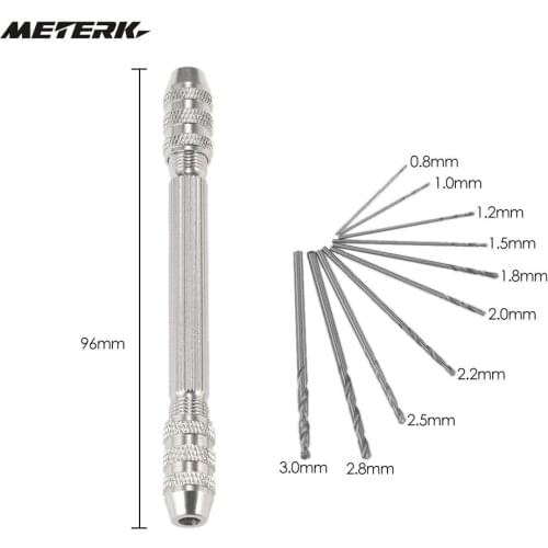 Mini Hand Drill Set W/ 10pcs High-speed Steel Twist Drill Bit Set Drill Bit Holder Double Chuck Hand Drill Little Pin Vise