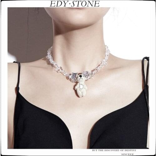 EDY 2021 New Punk Hip Hop Charm Little Bear Irregular Pendant Cute Clavicle Chain Necklace For Women Girls Party Jewelry