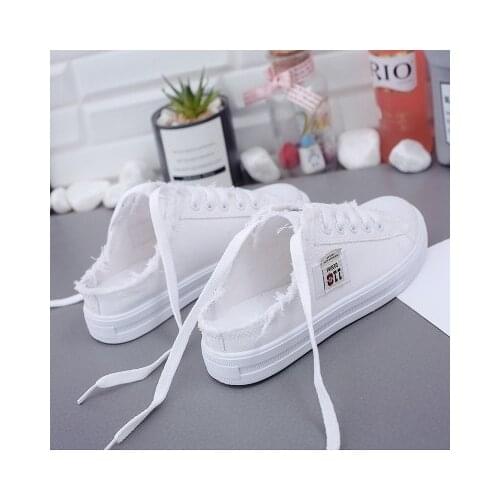 New 2021 Spring Summer Women Canvas Shoes flat sneakers women casual shoes Half slippers
