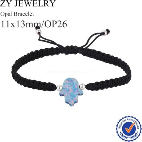 New Arrival Hand Made Hamsa Opal (OP26)Nylon Chain Bracelet With 3mm 925 Sterling Silver Beads