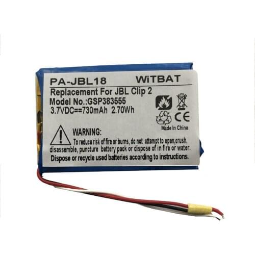 New 3.7V 730mAh Battery for JBL Clip 2 Player Li-Polymer Rechargeable Accumulator Pack Replacement P044052,GSP383555