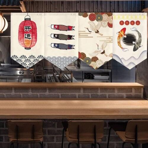 New Japanese Style Short Curtain Partition Curtain Triangle Flag Curtain Kitchen Decoration Curtain Sushi Restaurant Curtain