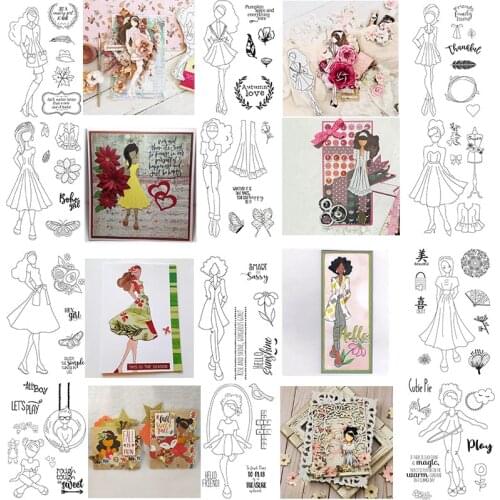 Fashion Girls with Sentiments Clear Silicone Stamp/Seal Various Doll Stamps for DIY Scrapbooking Crafts Cards Making 2021 New